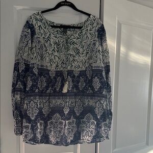 Style & Co. Navy and Cream Floral Blouse